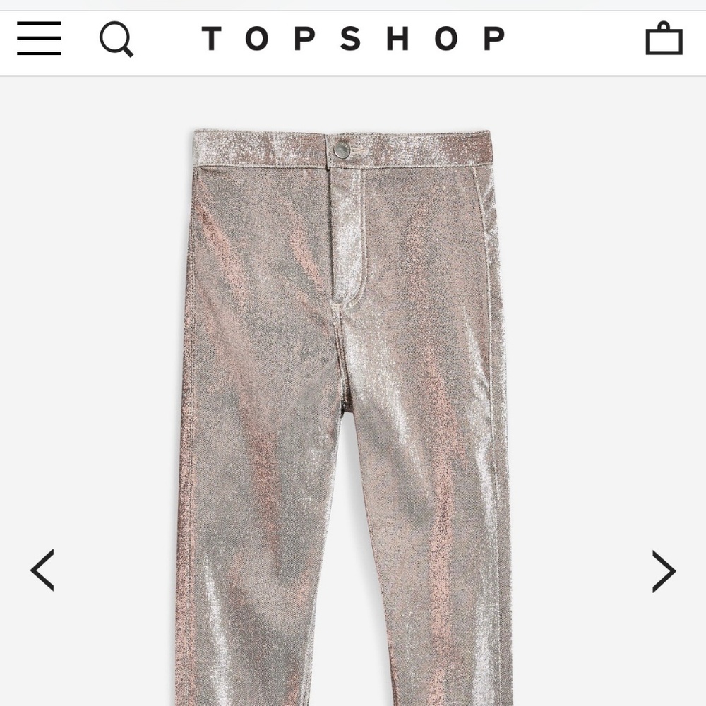TOPSHOP "Pink Shimmer Joni Jeans"
